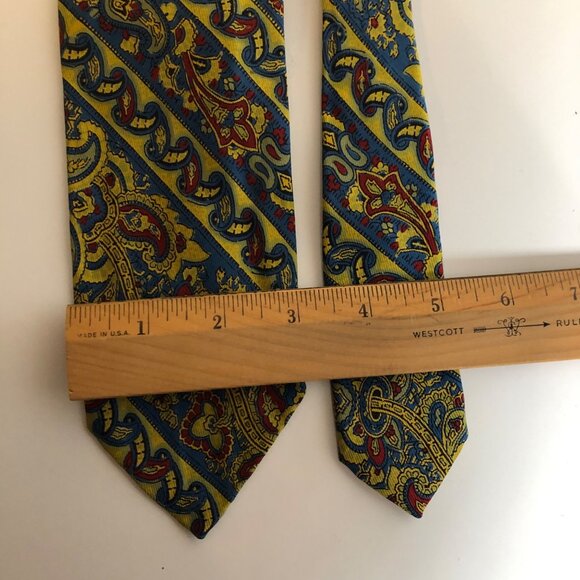 Robert Talbott Ancient Madder Silk Tie Blue Yellow Paisley Mens Necktie Office - Picture 3 of 8